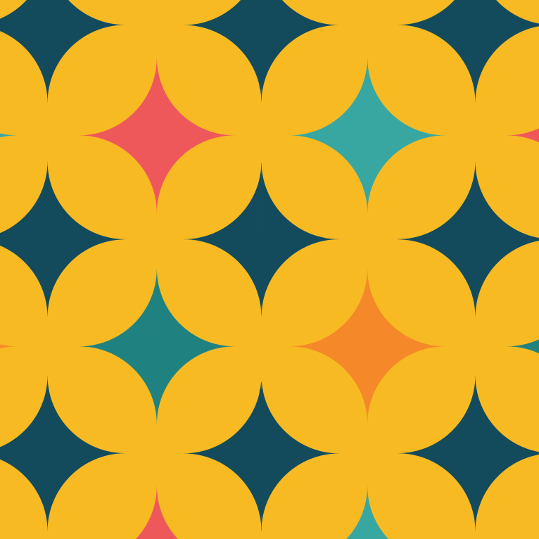 Close-up of Aloha Tinyboard sticker decal “Katsu” detailing the yellow and orange geometric star motifs.