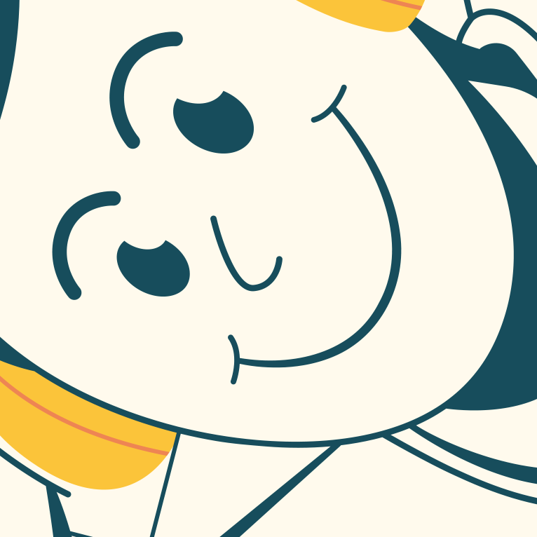 Close-up of Aloha Tinyboard sticker decal “Music” detailing the cartoon surfer wearing yellow headphones with a white background.